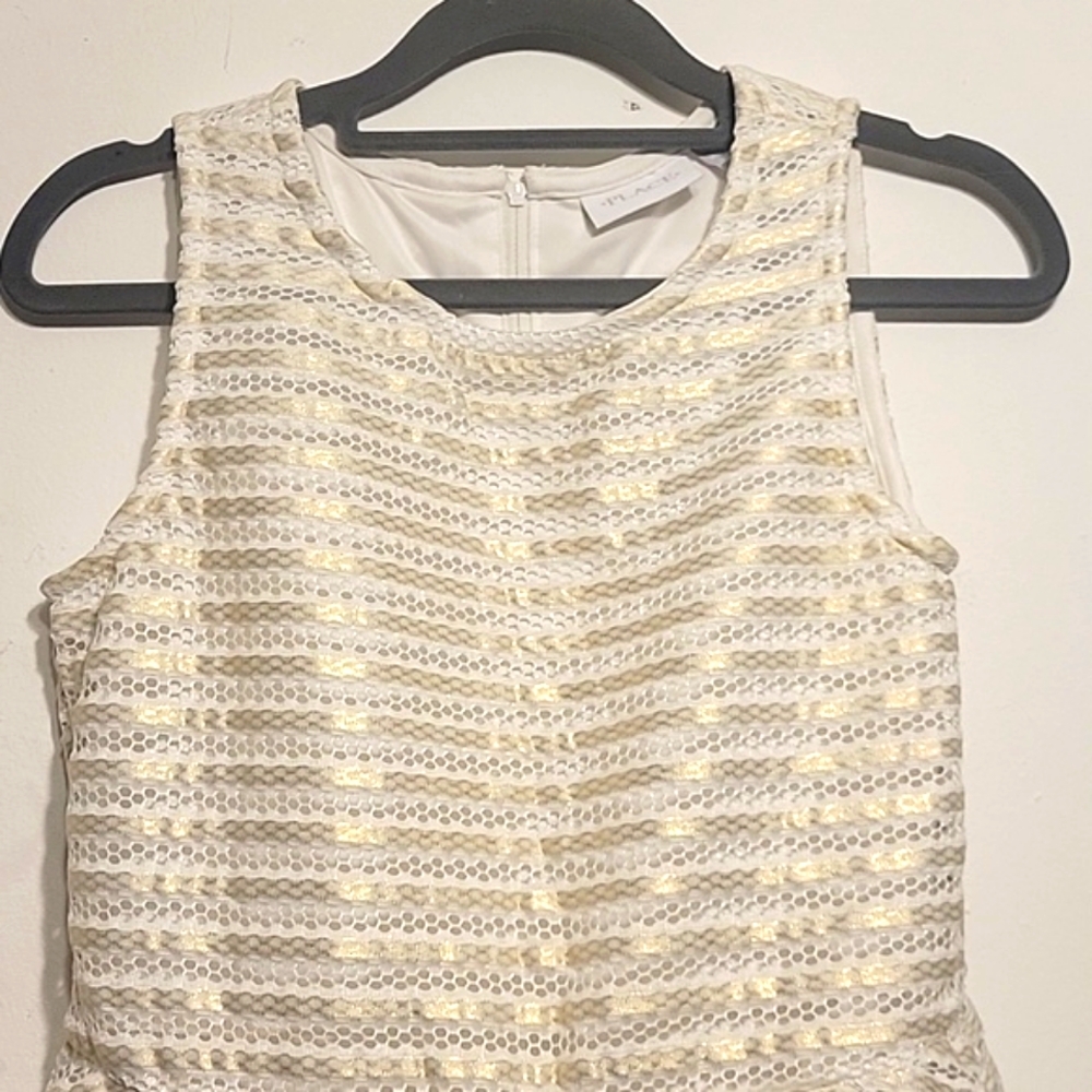 Elegant White/Cream Crochet Kids Dress Size XL-14 By PLACE - Picture 5 of 16